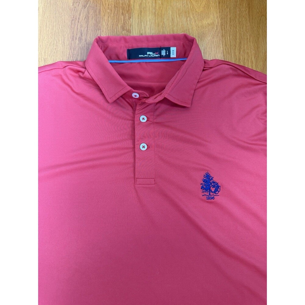 RLX Ralph Lauren Mens Polo Shirt L Red Wicking Galvin Green CC Mint Sport Golf